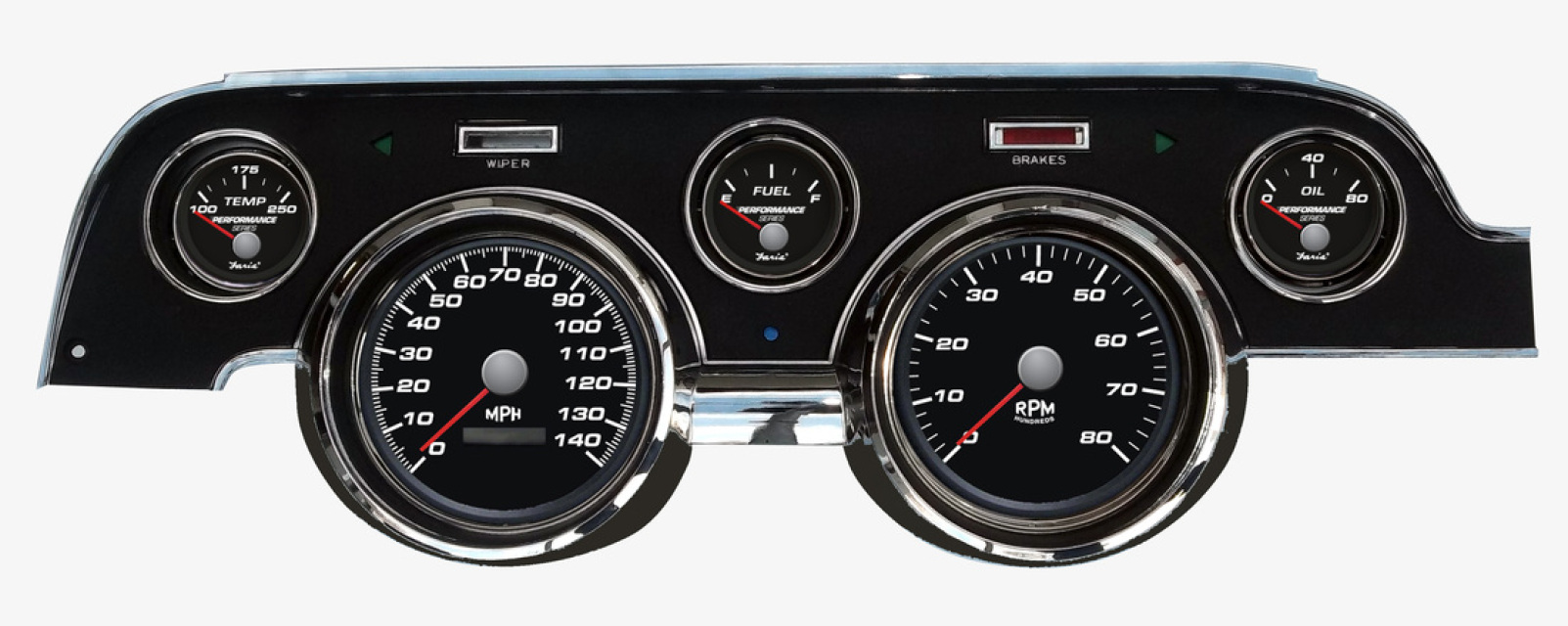 67/68 Mustang Gauge Panel Kit Performance Series BlackProgrammable